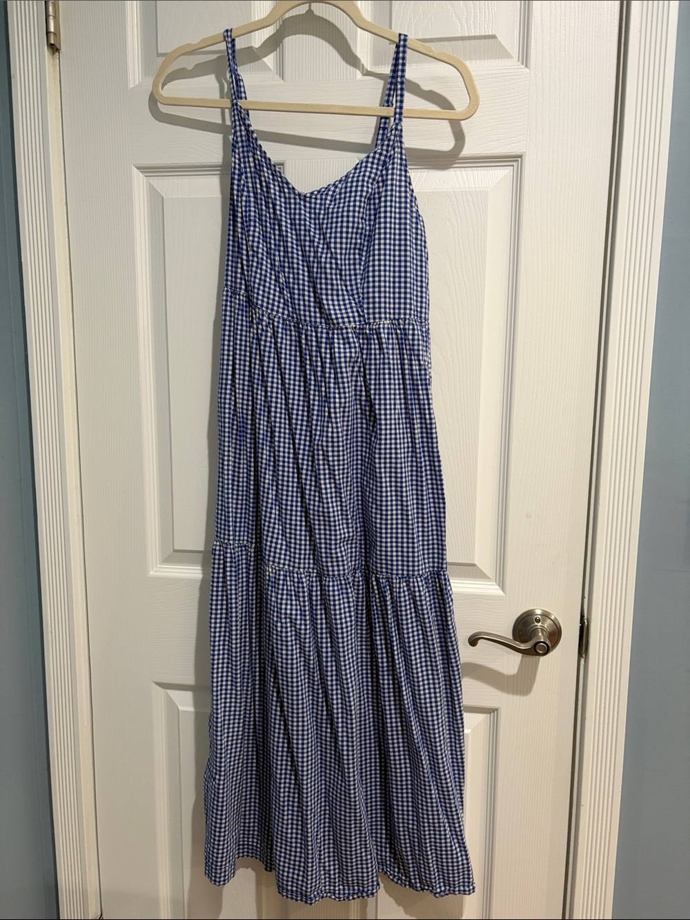 Old Navy Blue and White Gingham Midi Sundress